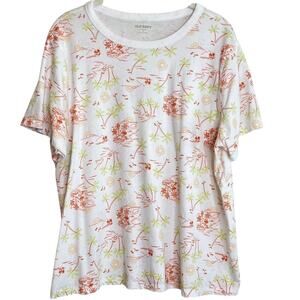 Old Navy Everywear Womens T-Shirt XL White Palm Tree Island Graphic Vacation Tee